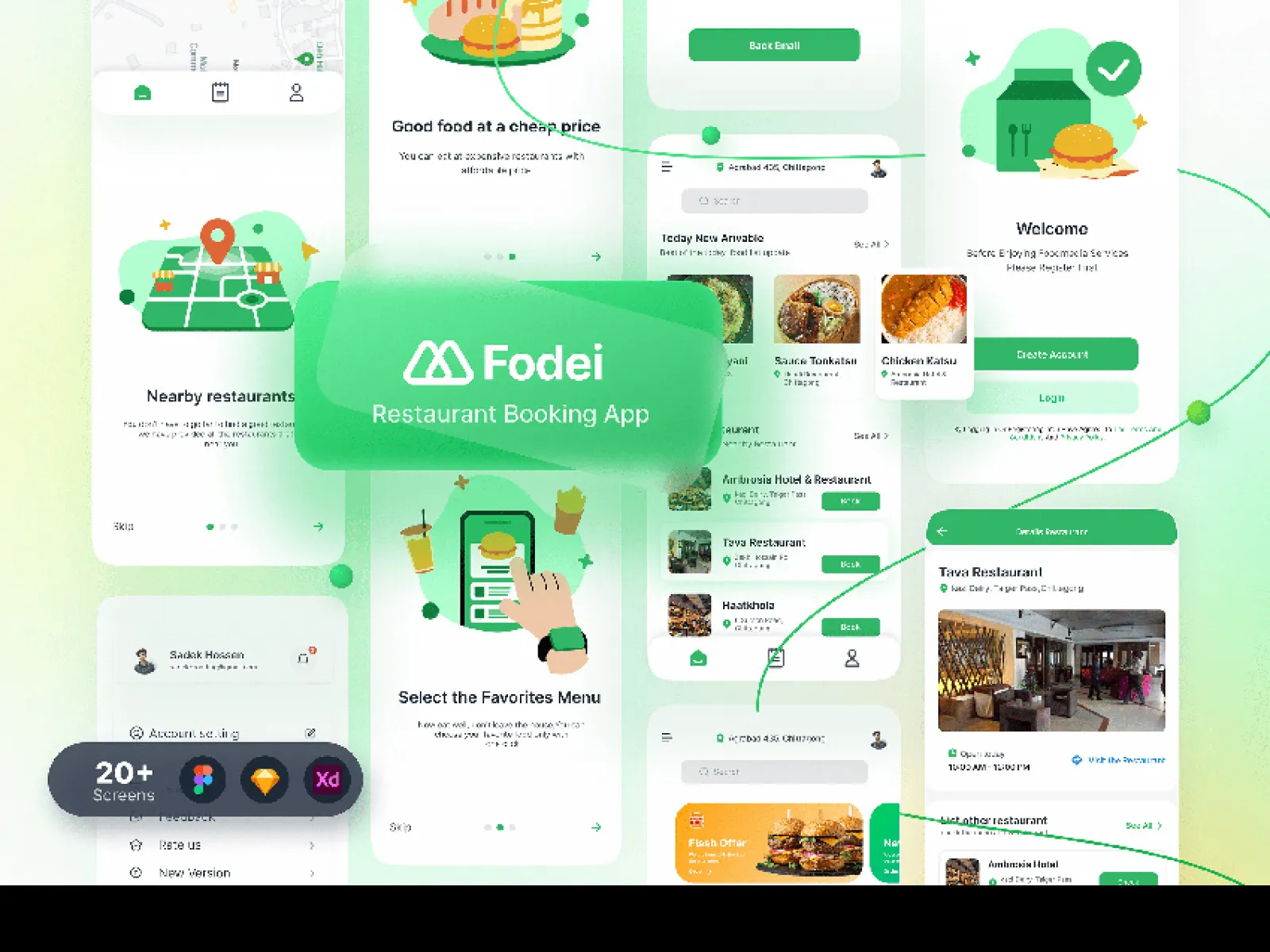 20+ Screens Booking App for Figma and Adobe XD