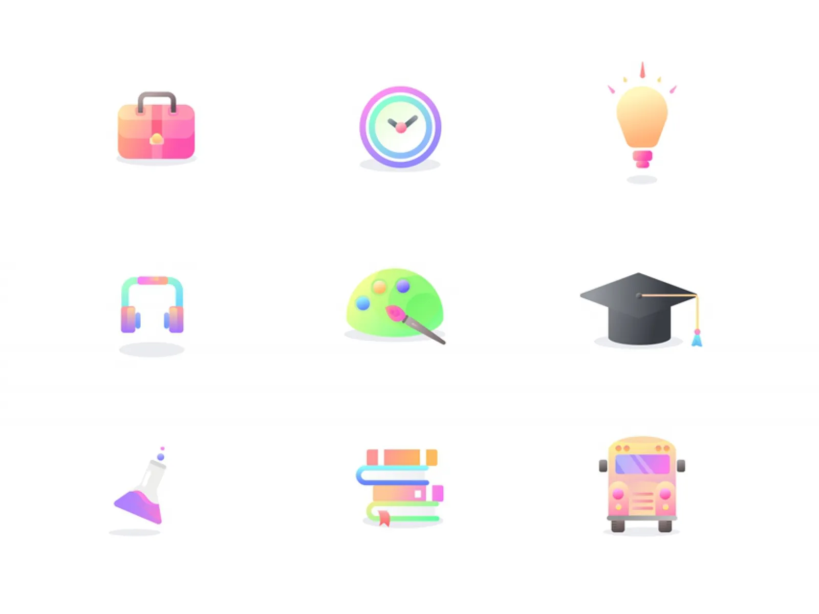 9 Learning Colorful Icons for Figma and Adobe XD