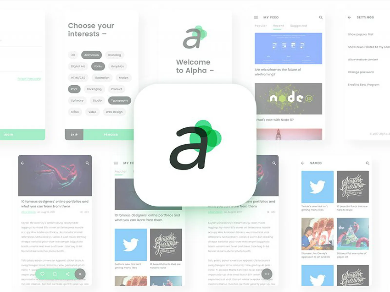 Alpha Free App Design UI Kit for Figma and Adobe XD