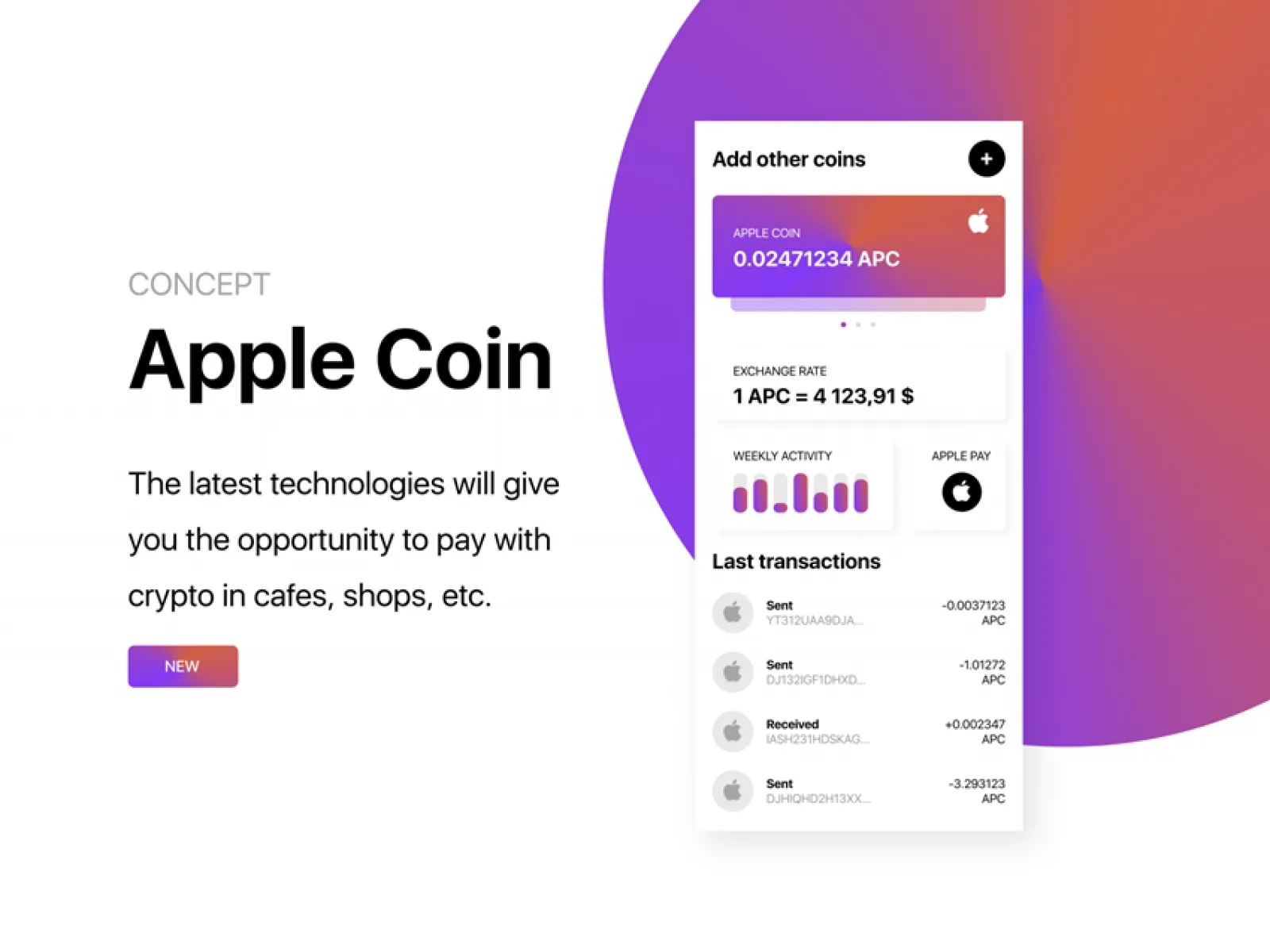 Apple Coin App Design for Figma and Adobe XD