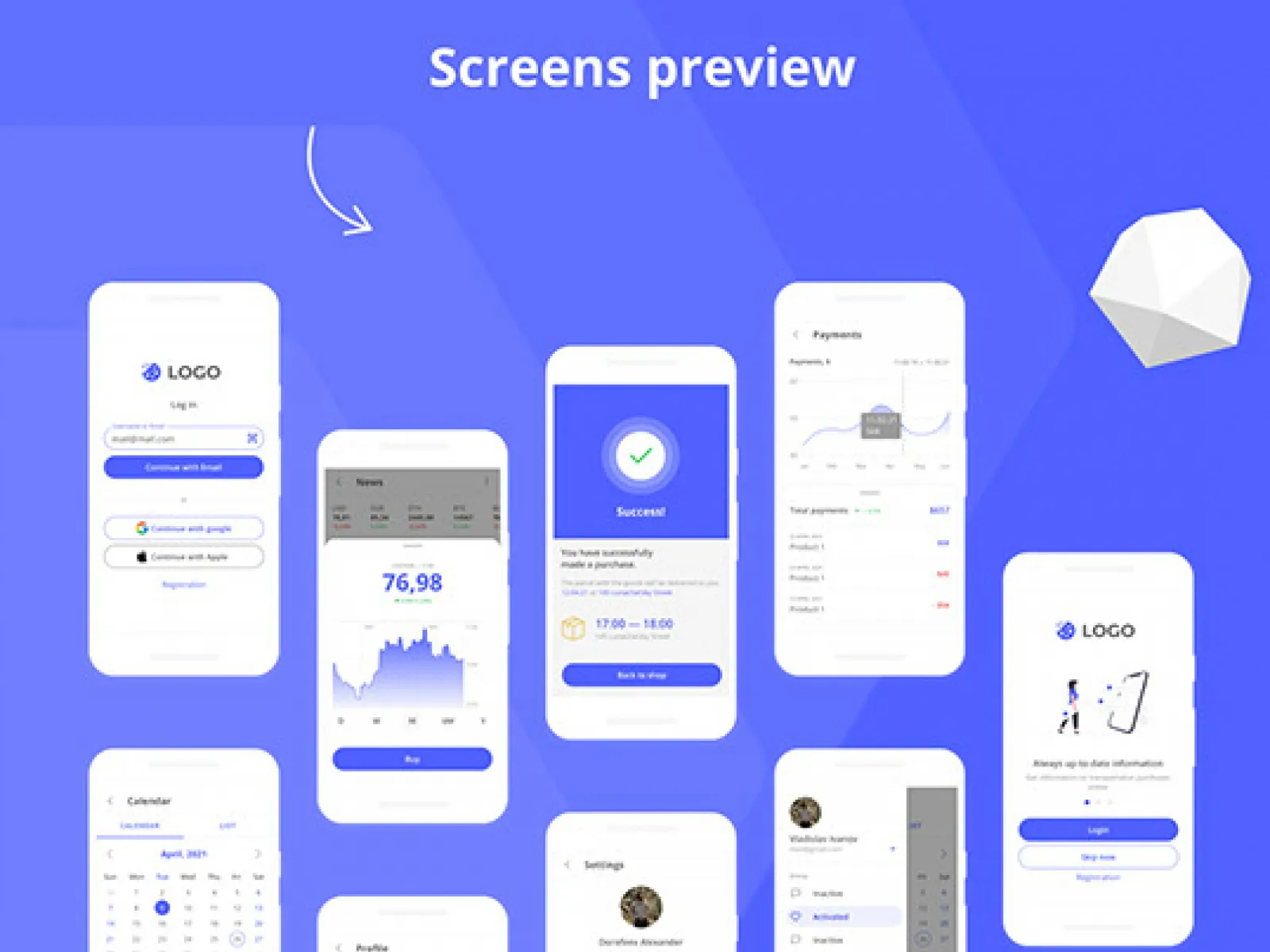 Blenda Free Mobile UI kit for Figma and Adobe XD