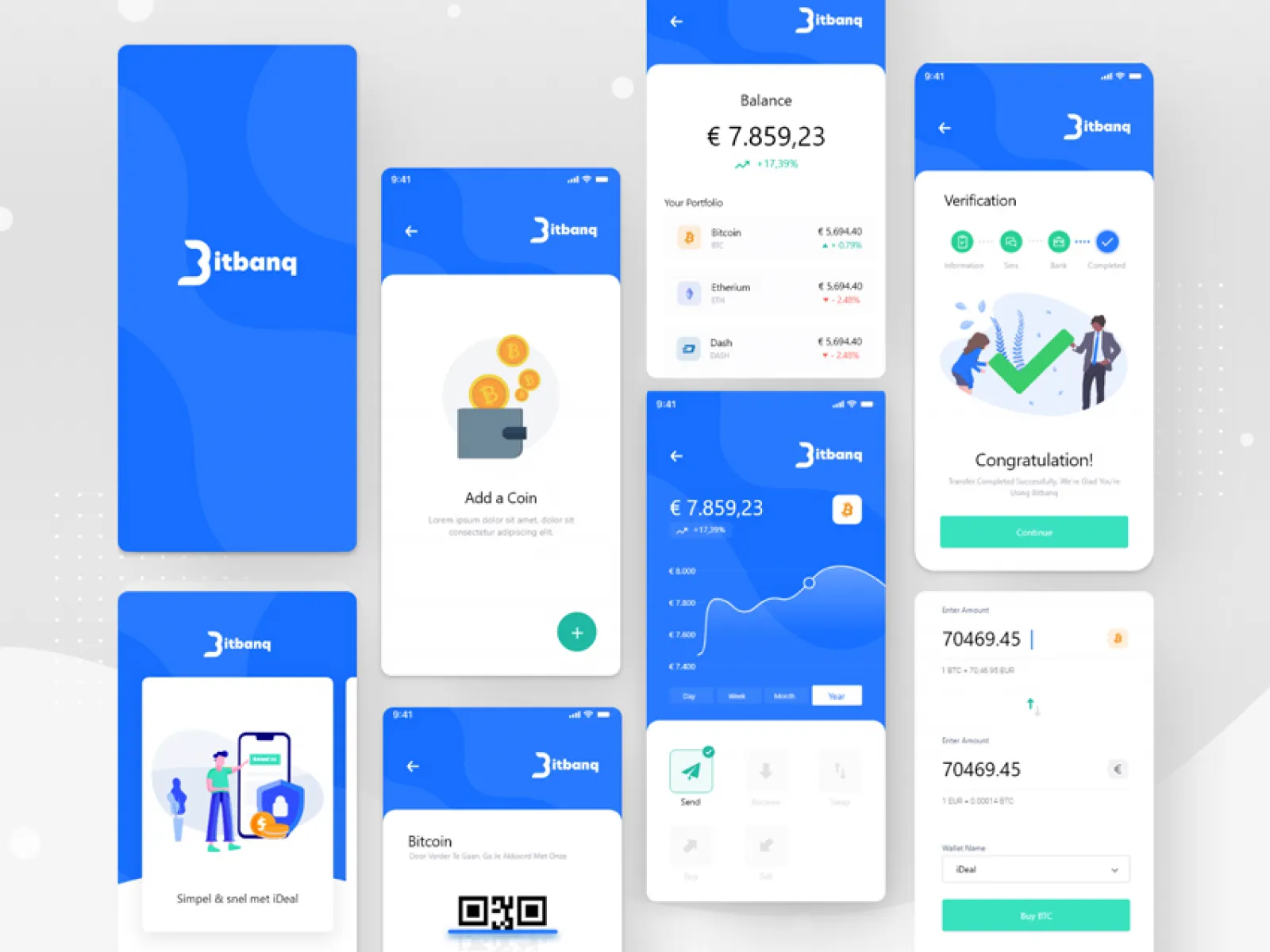 Blue Crypto e-Wallet App for Figma and Adobe XD