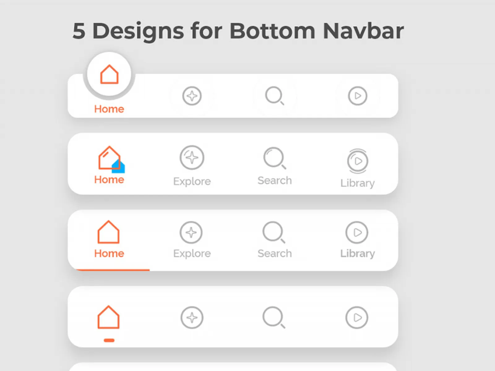 Bottom Navbar UI Design for Figma and Adobe XD