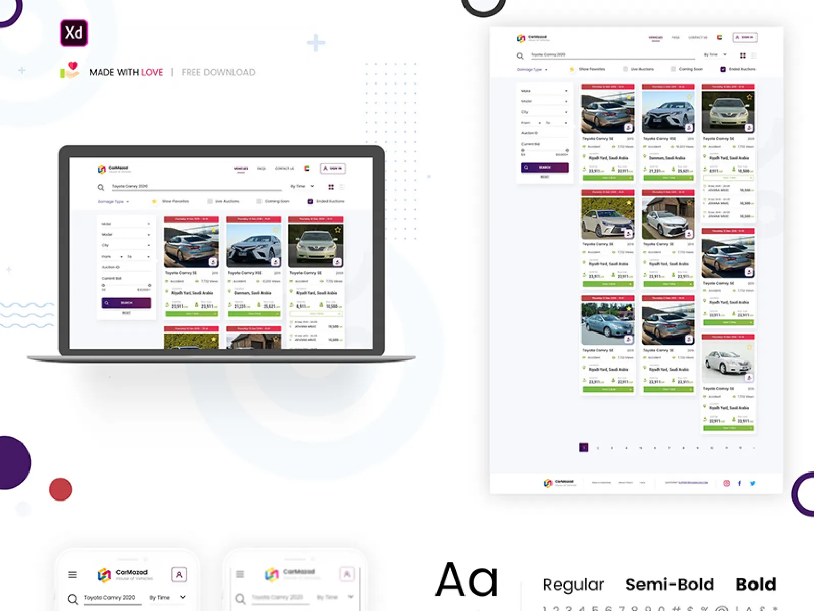 Car Auction Web UI for Figma and Adobe XD