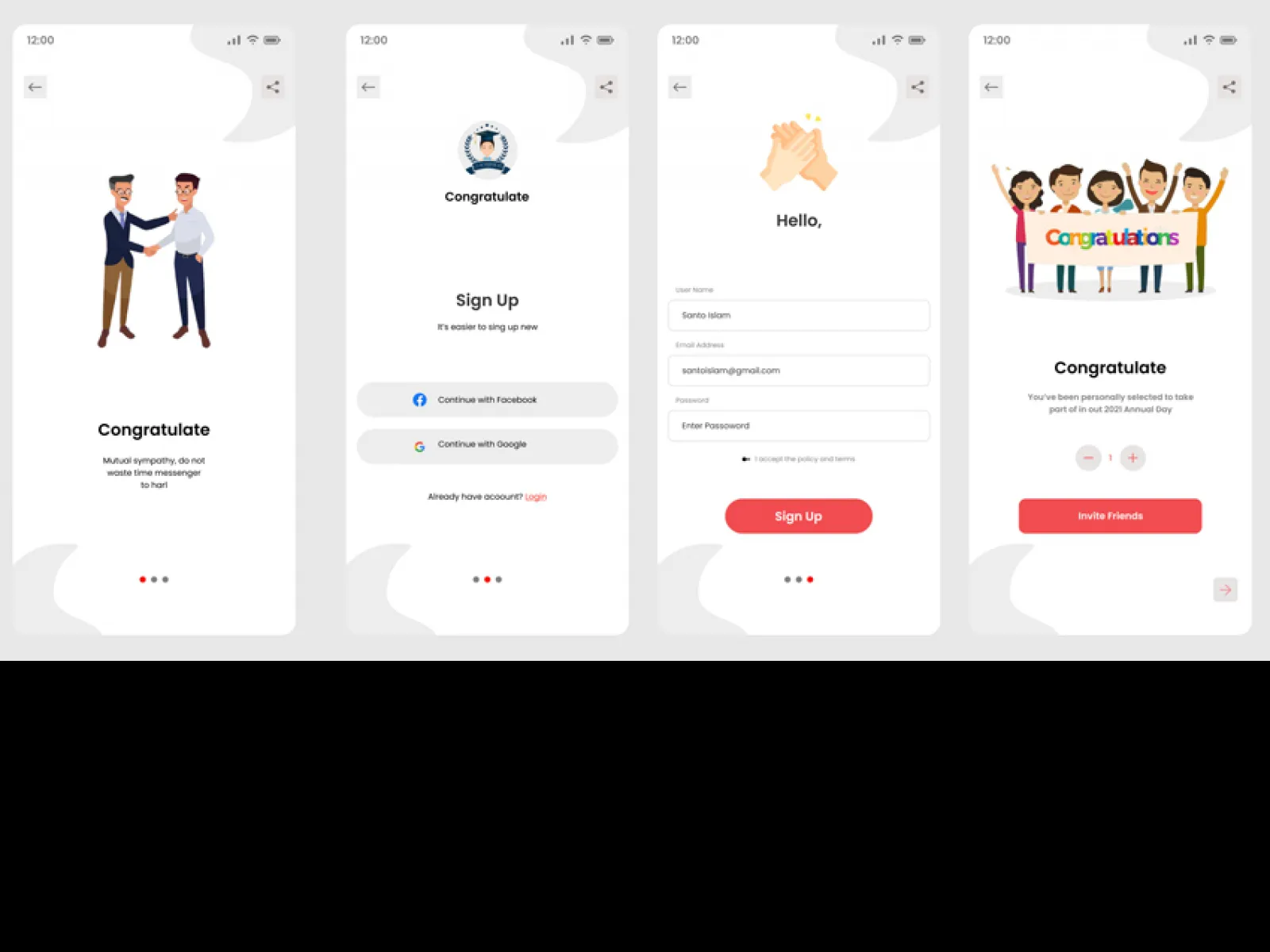 Congratulate Sign Up UI Kit for Figma and Adobe XD