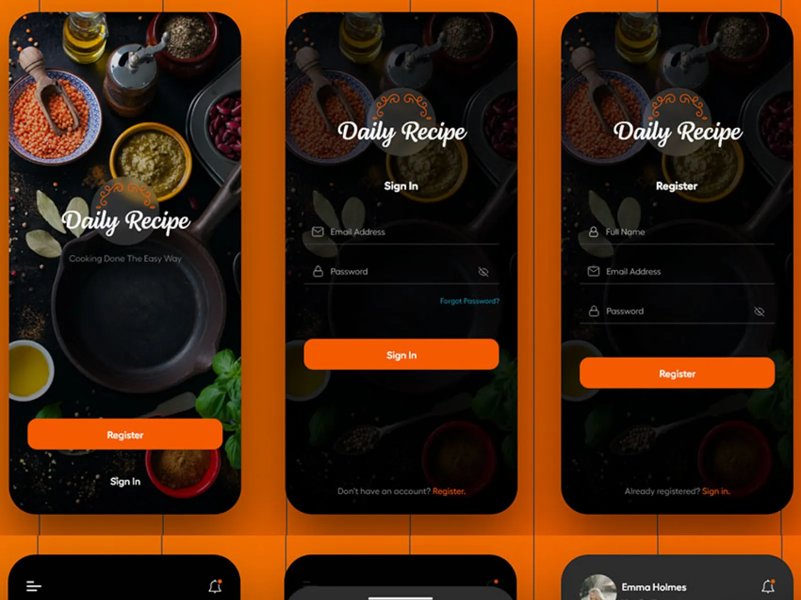Cooking App Dark Design for Figma and Adobe XD