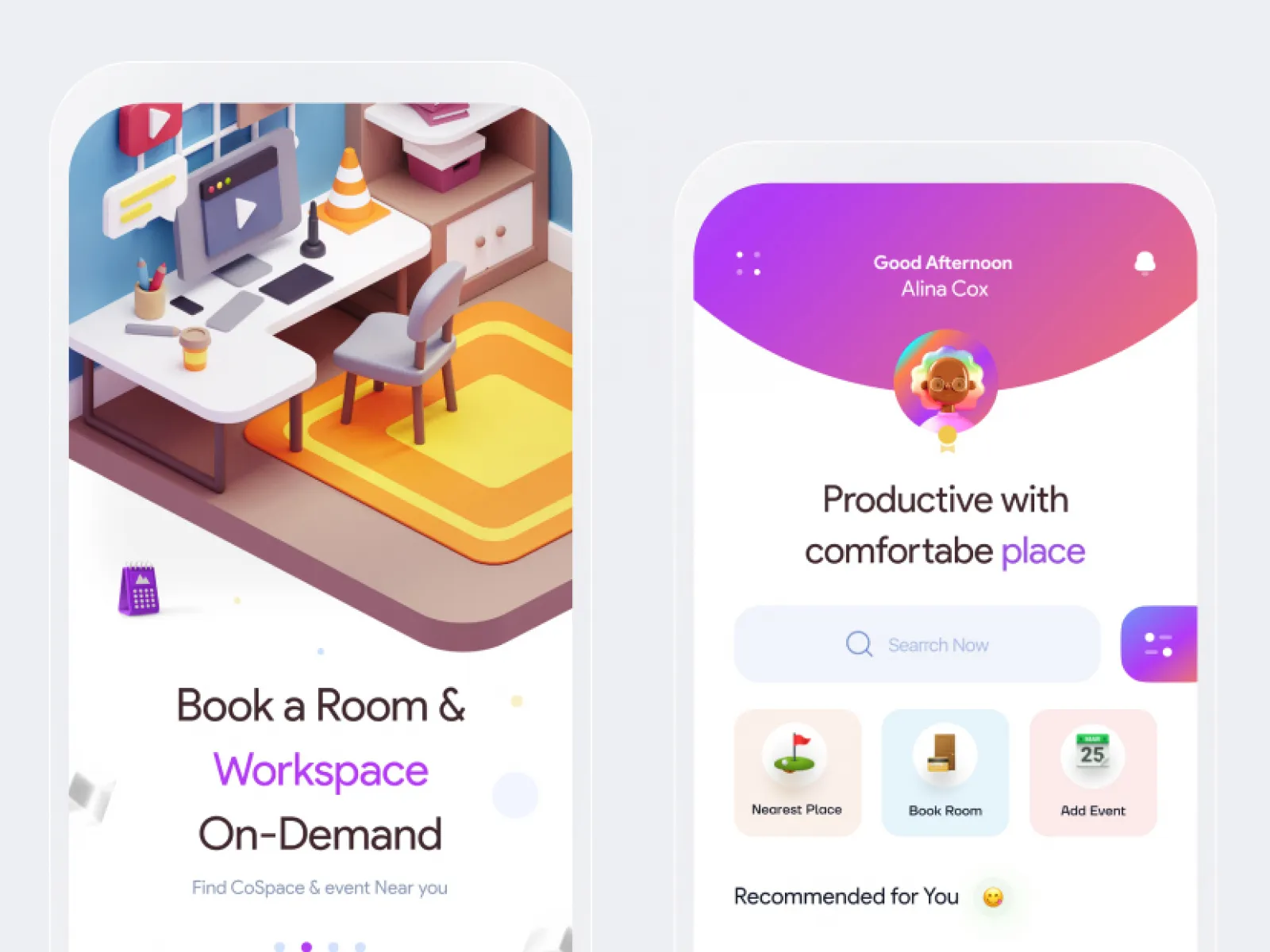 CoSpace Booking App for Figma and Adobe XD
