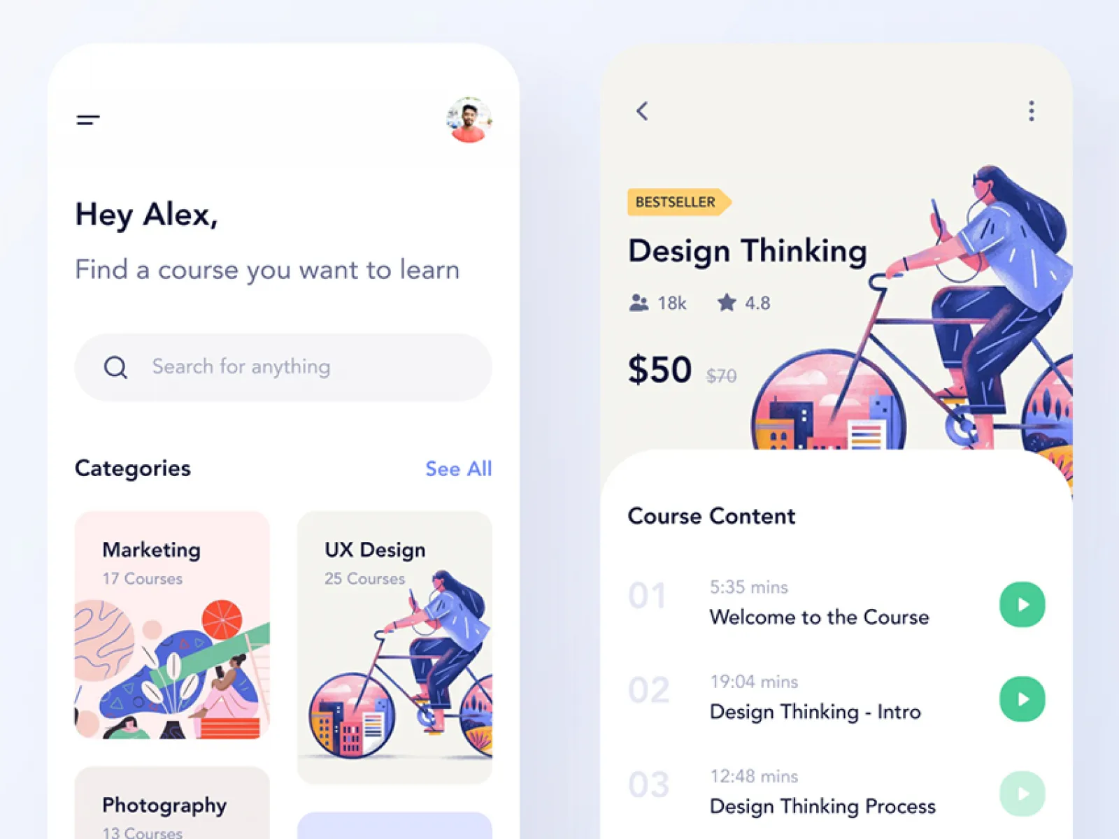 Course App Figma UI Kit for Figma and Adobe XD