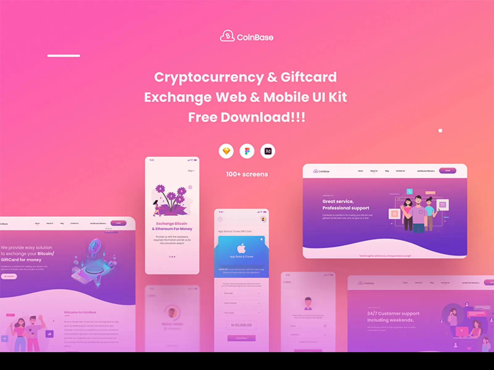 Crypto App and Web Design for Figma and Adobe XD