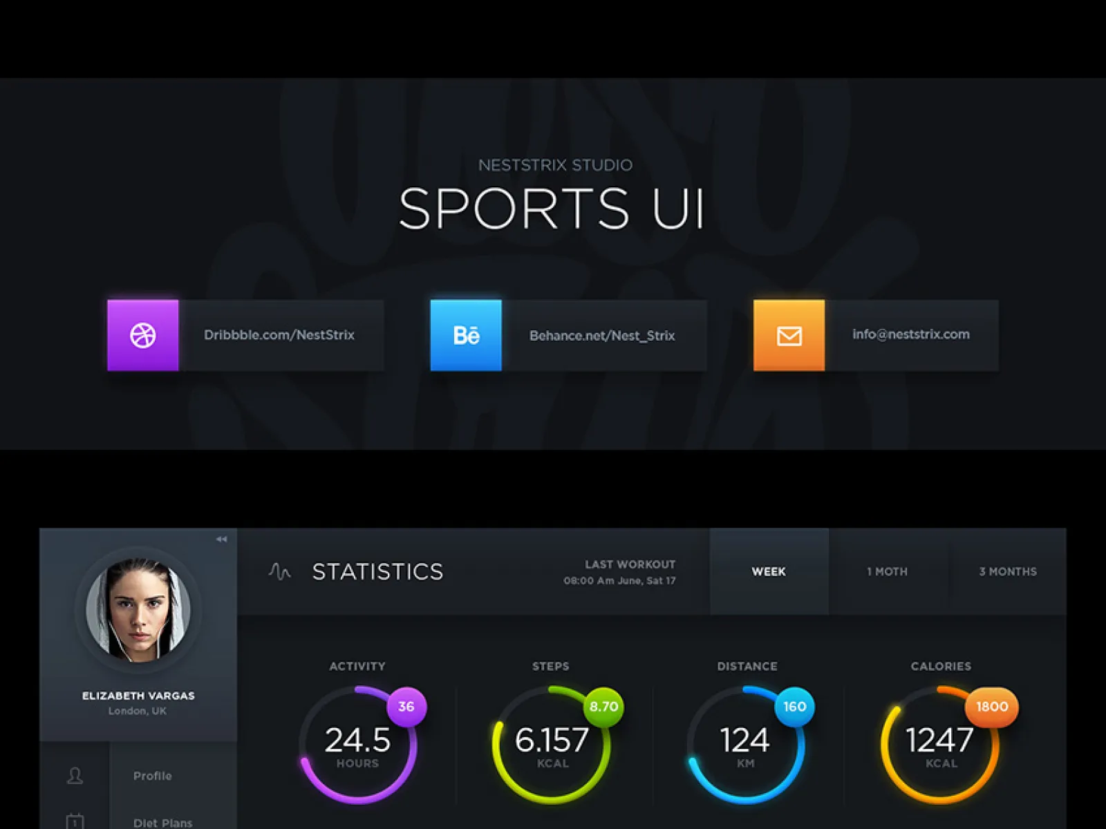 Dark Sports Free UI Kit for Figma and Adobe XD