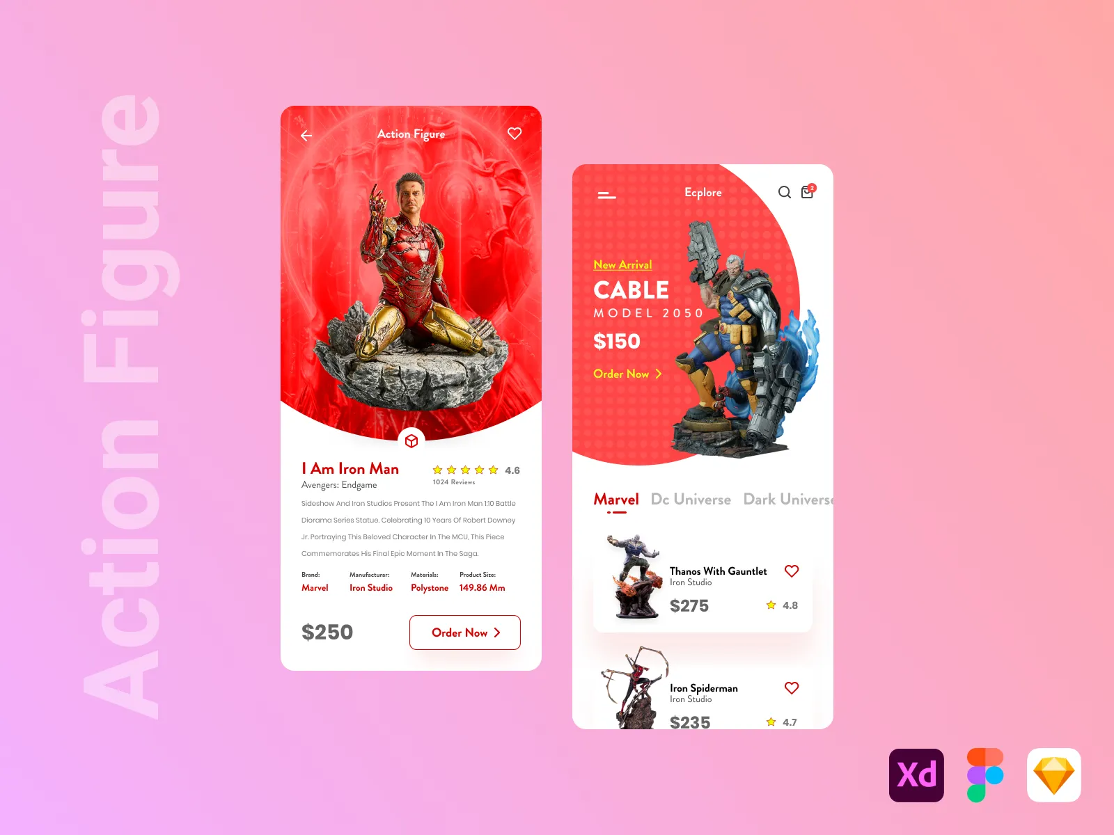 Action Figure Sale App  - Free template