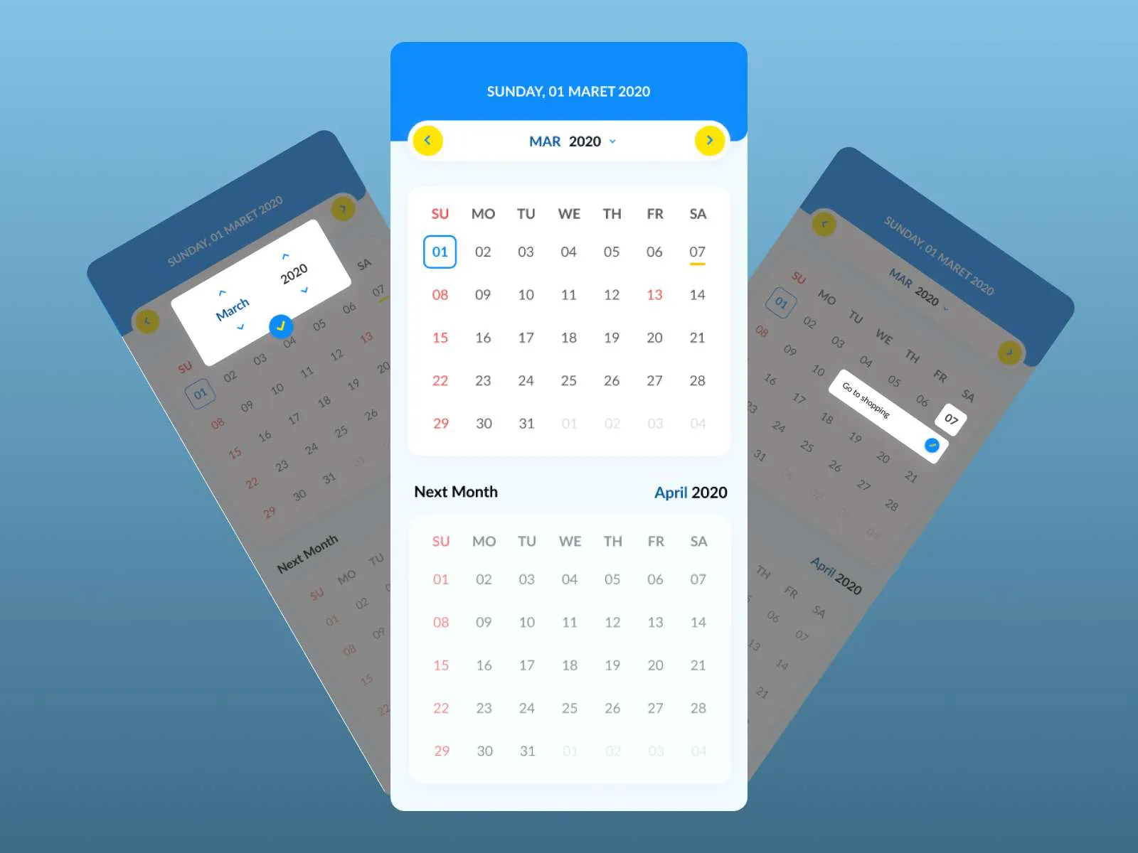 Activities Calendar App for Figma and Adobe XD No 4