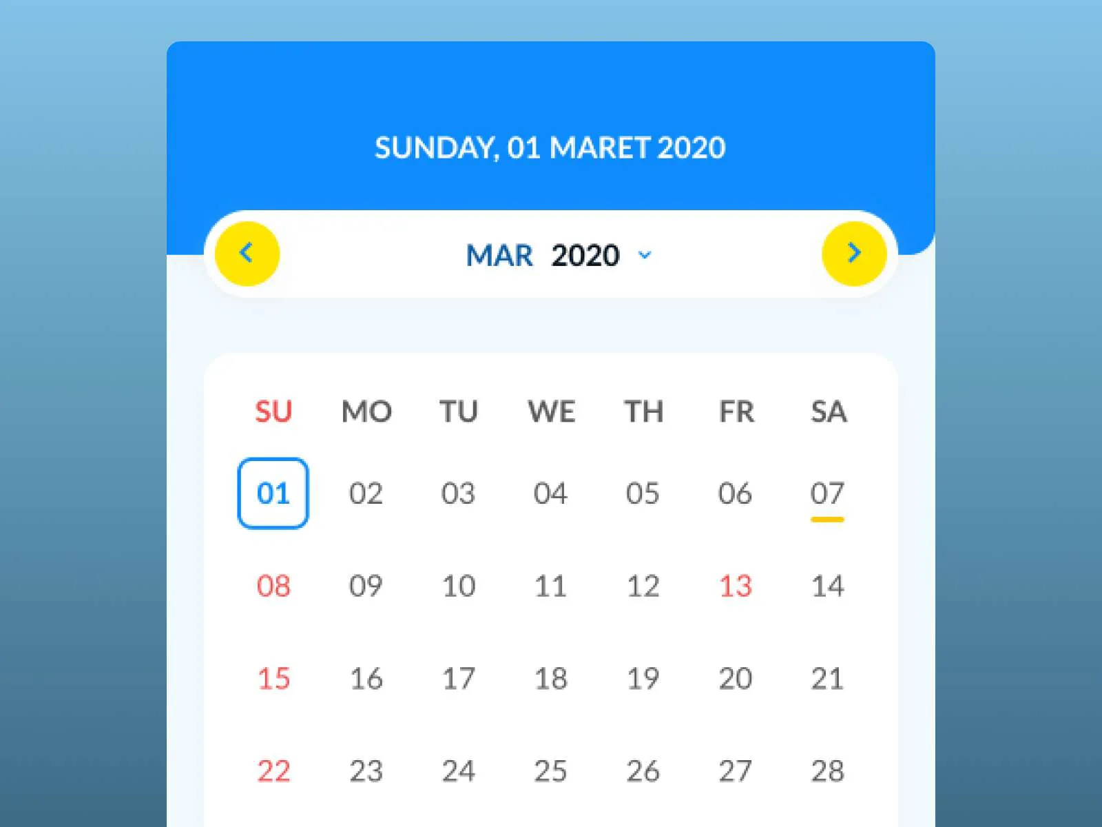 Activities Calendar App for Figma and Adobe XD No 5