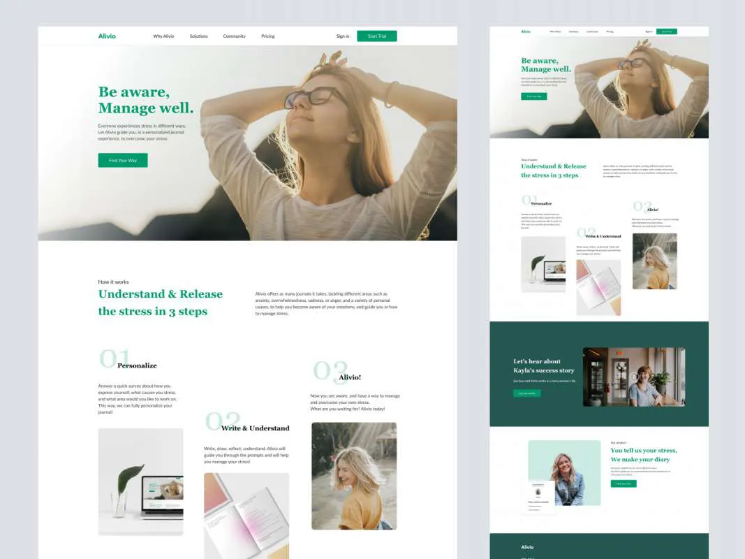 Alivio Landing Page for Figma for Figma and Adobe XD