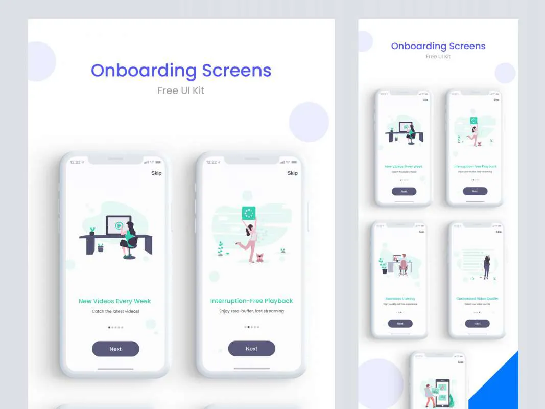 App Onboarding Walkthrough Screens for Figma and Adobe XD