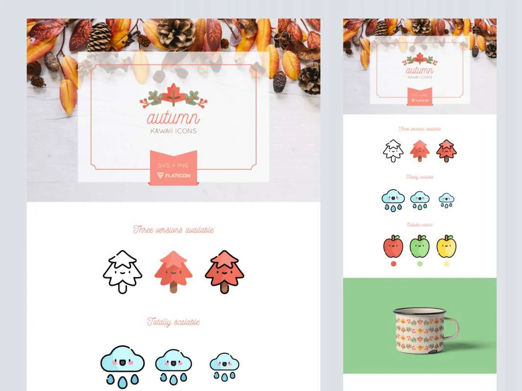 Autumn Kawaii Icon Set for Figma and Adobe XD