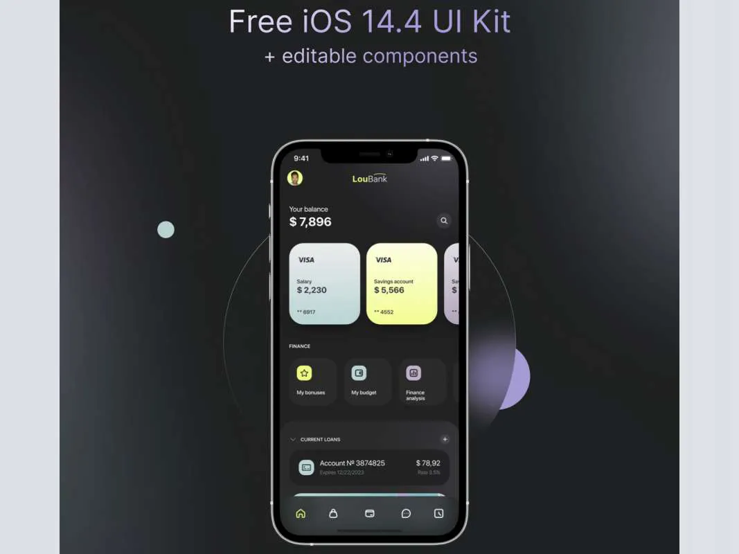 Banking App iOS Free UI Kit for Figma for Figma and Adobe XD