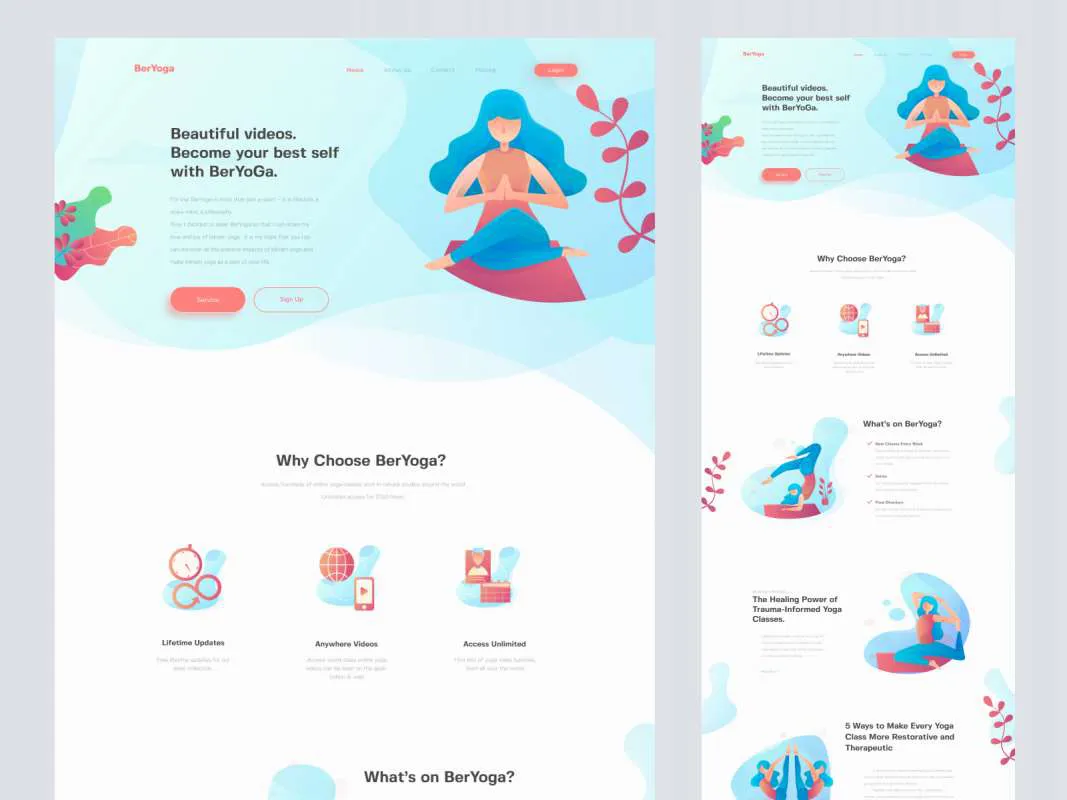 BerYoga - Yoga Landing Page for Figma and Adobe XD