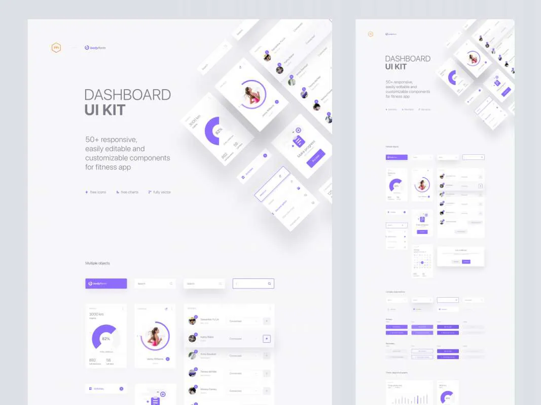 Bodyform - Fitness App UI Kit for Sketch for Figma and Adobe XD
