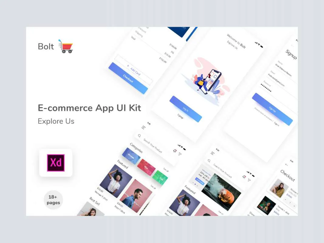 Bolt E-commerce App UI Kit for Figma and Adobe XD