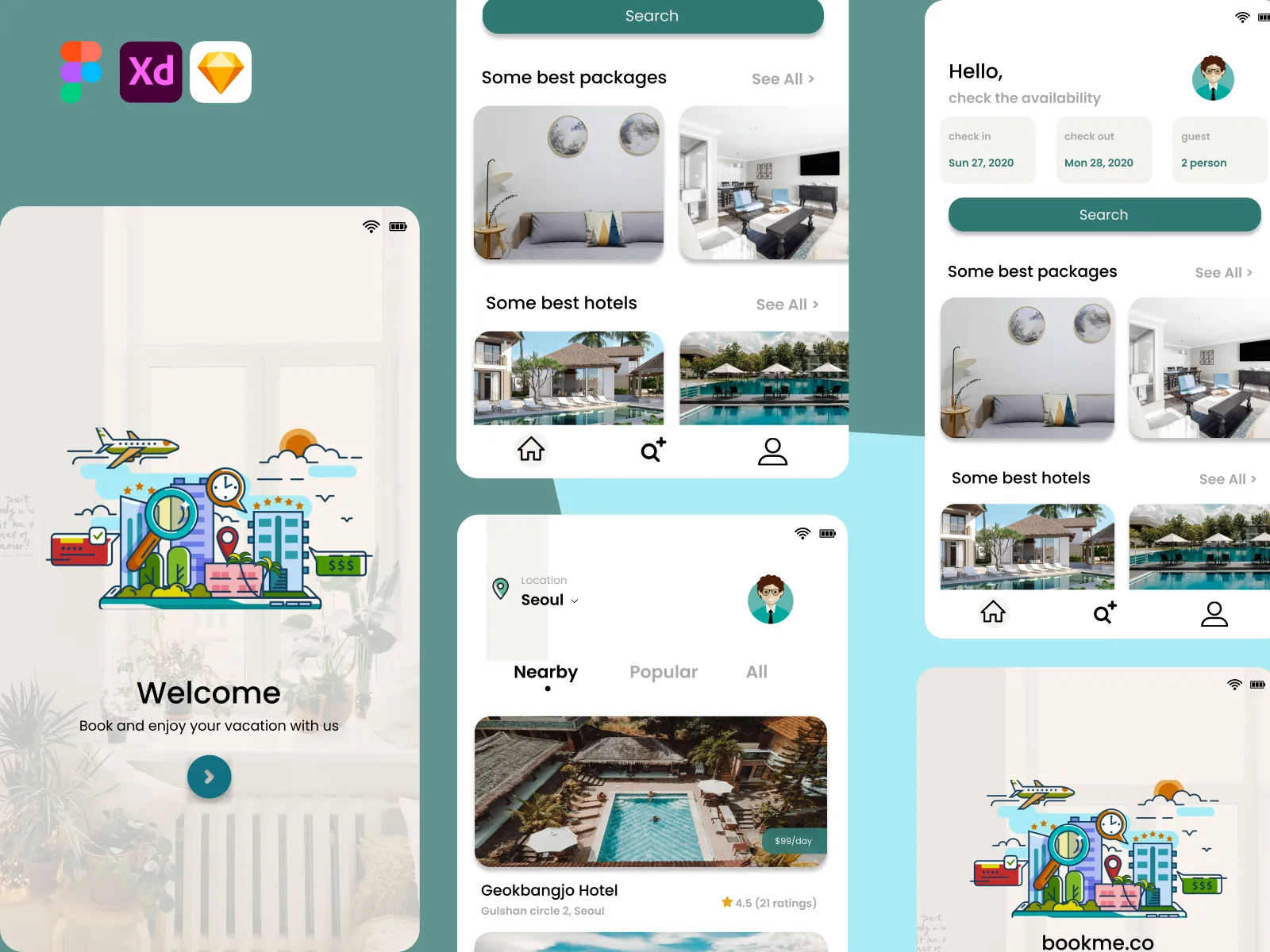 Booking Hotel App  - Free template