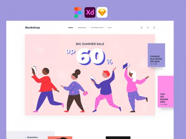 Bookshop Website for Figma and Adobe XD