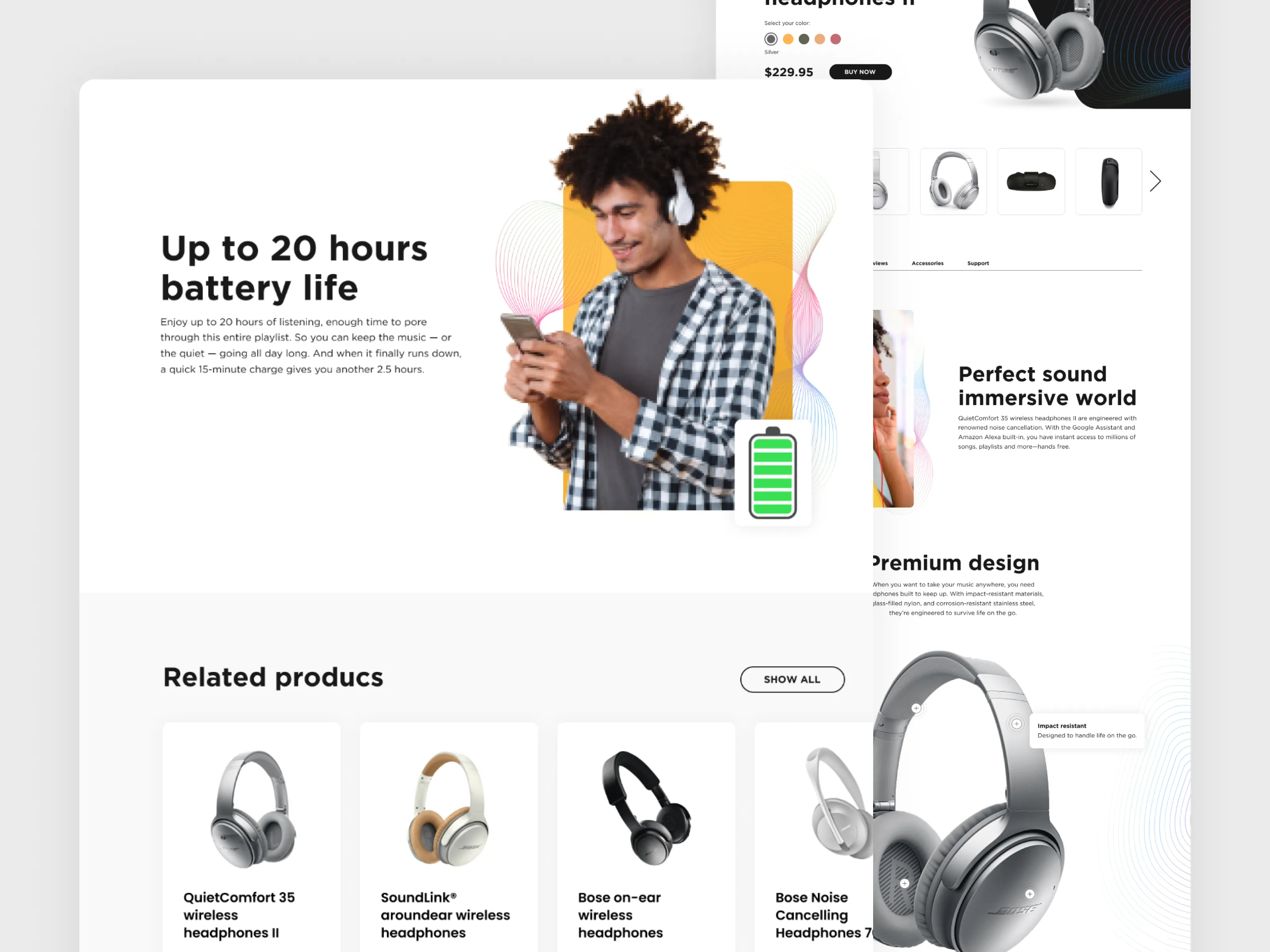 BOSE QuietComfort Web & Mobile for Figma and Adobe XD No 2
