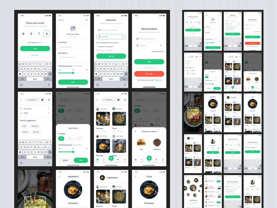 Chefio Recipe Free App UI Kit for Figma for Figma and Adobe XD