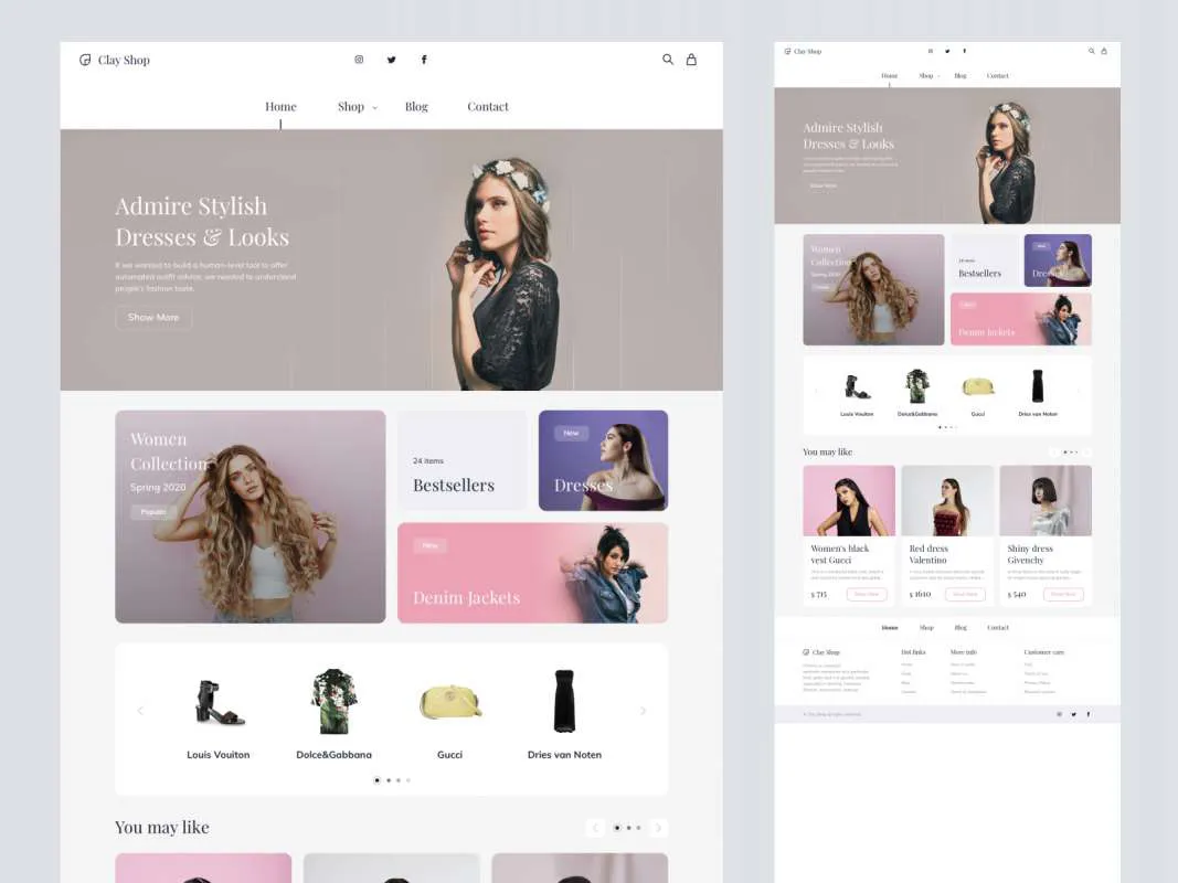 Clay Shop E-commerce UI Kit For Sketch for Figma and Adobe XD