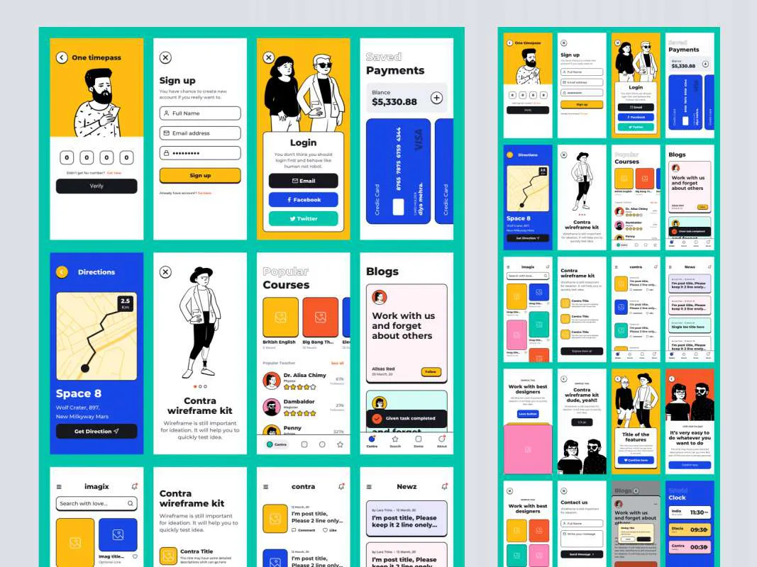 Contra - Open Source Wireframe Kit for Figma and Adobe XD