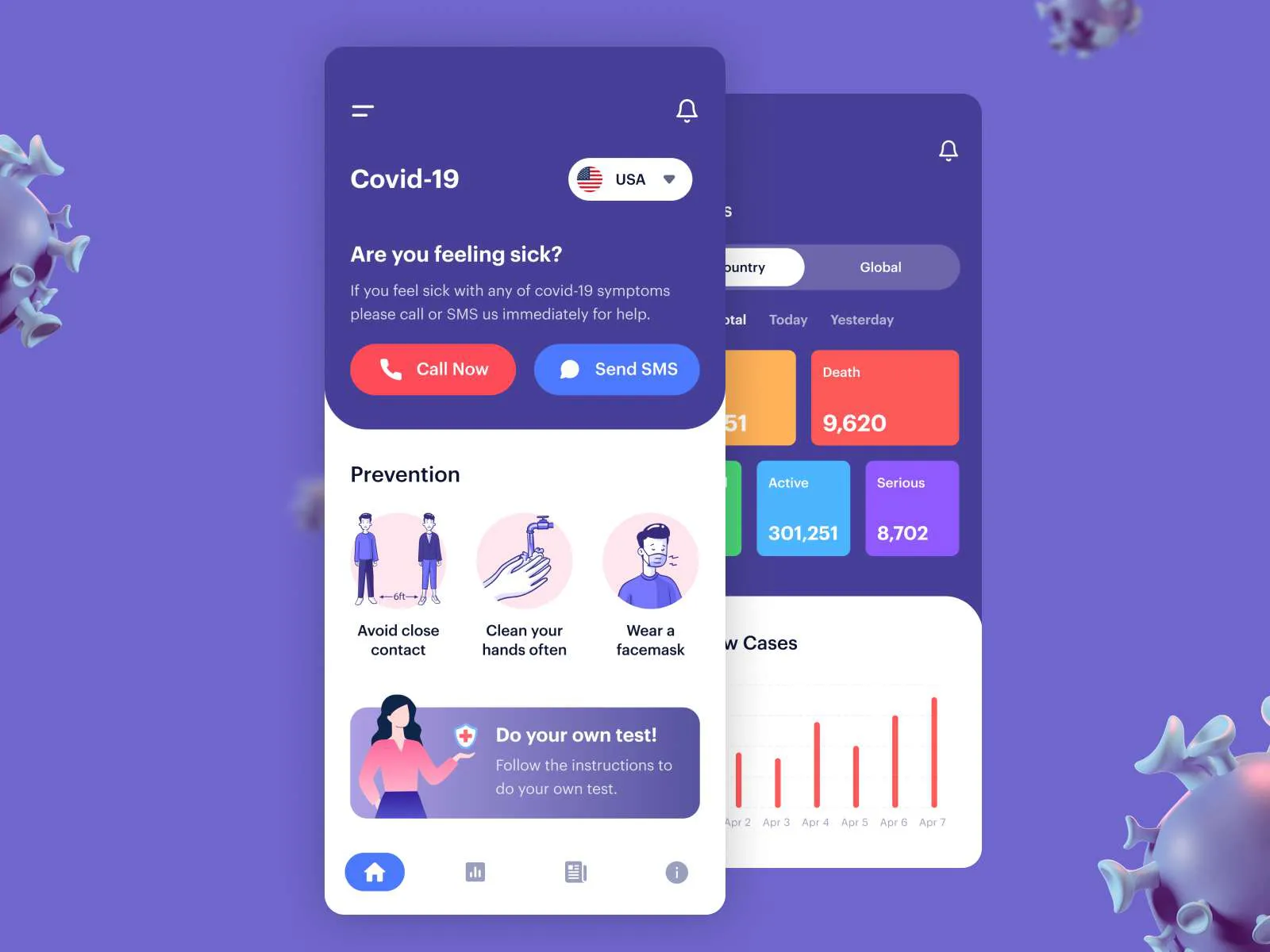 Coronavirus App for Figma and Adobe XD No 4