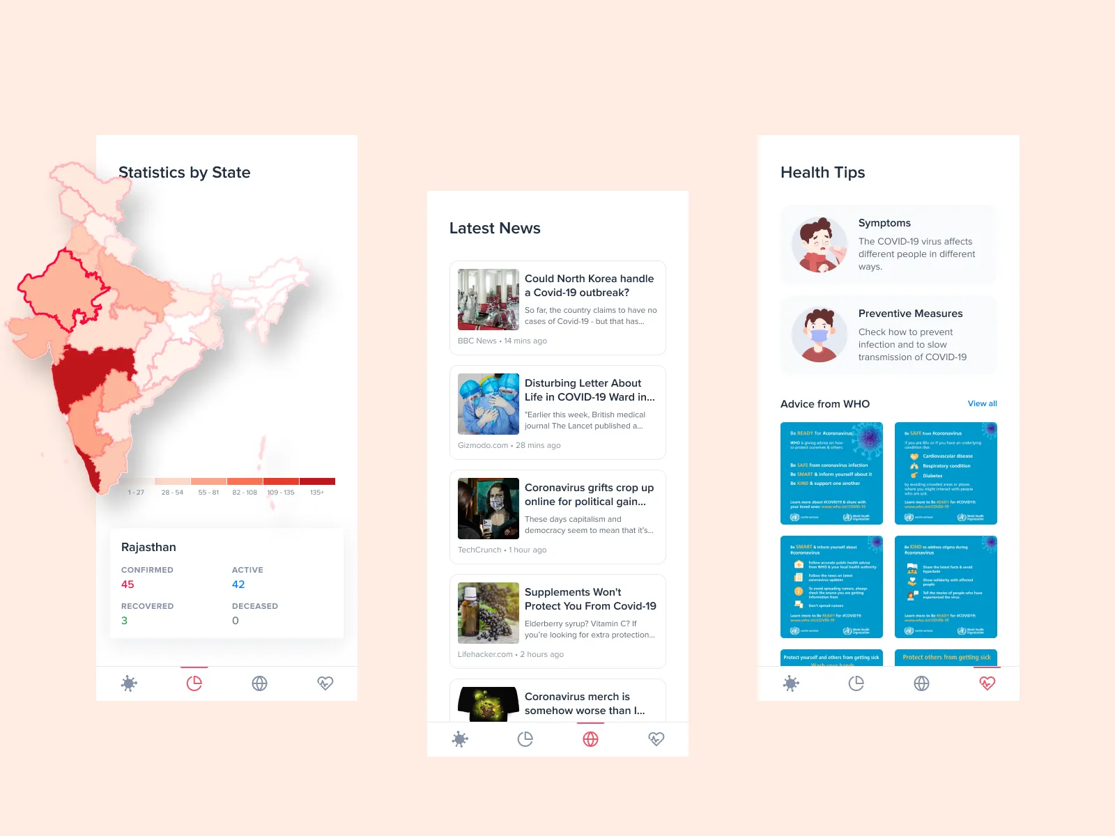 Coronavirus (COVID-19) Tracker App for Figma and Adobe XD No 4