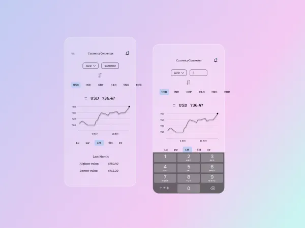 Currency Converter App Light for Figma and Adobe XD