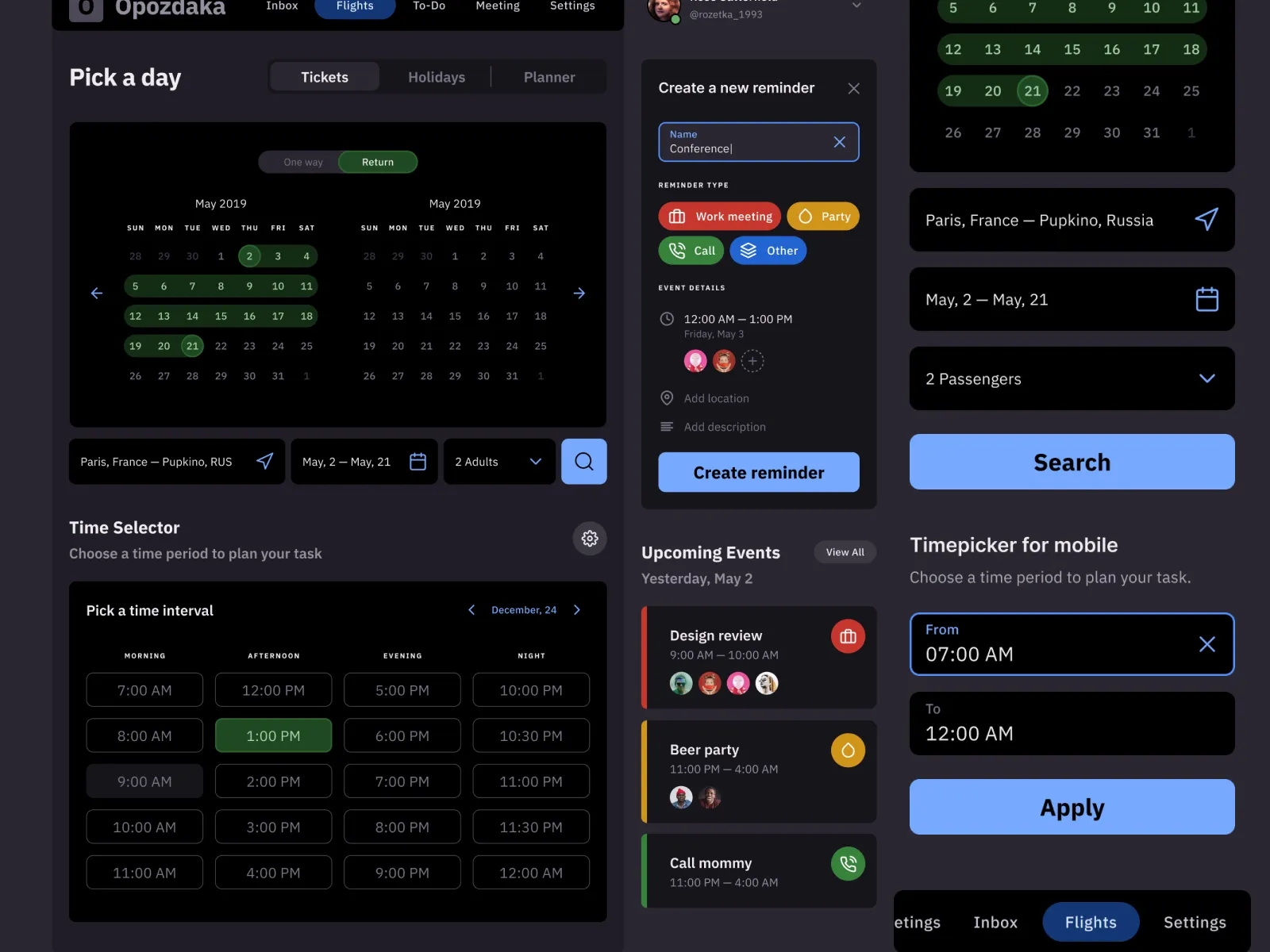 Dark Calendar Template for Figma and Adobe XD No 4