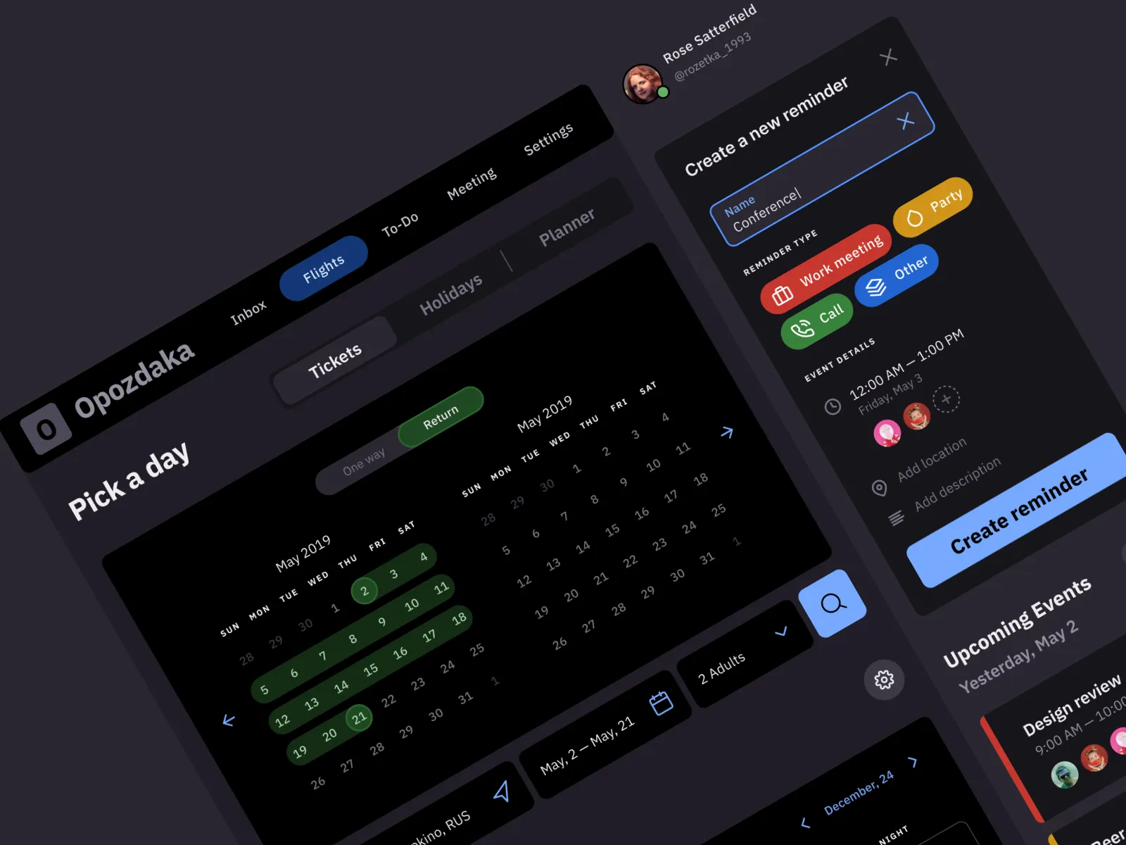 Dark Calendar Template for Figma and Adobe XD No 5