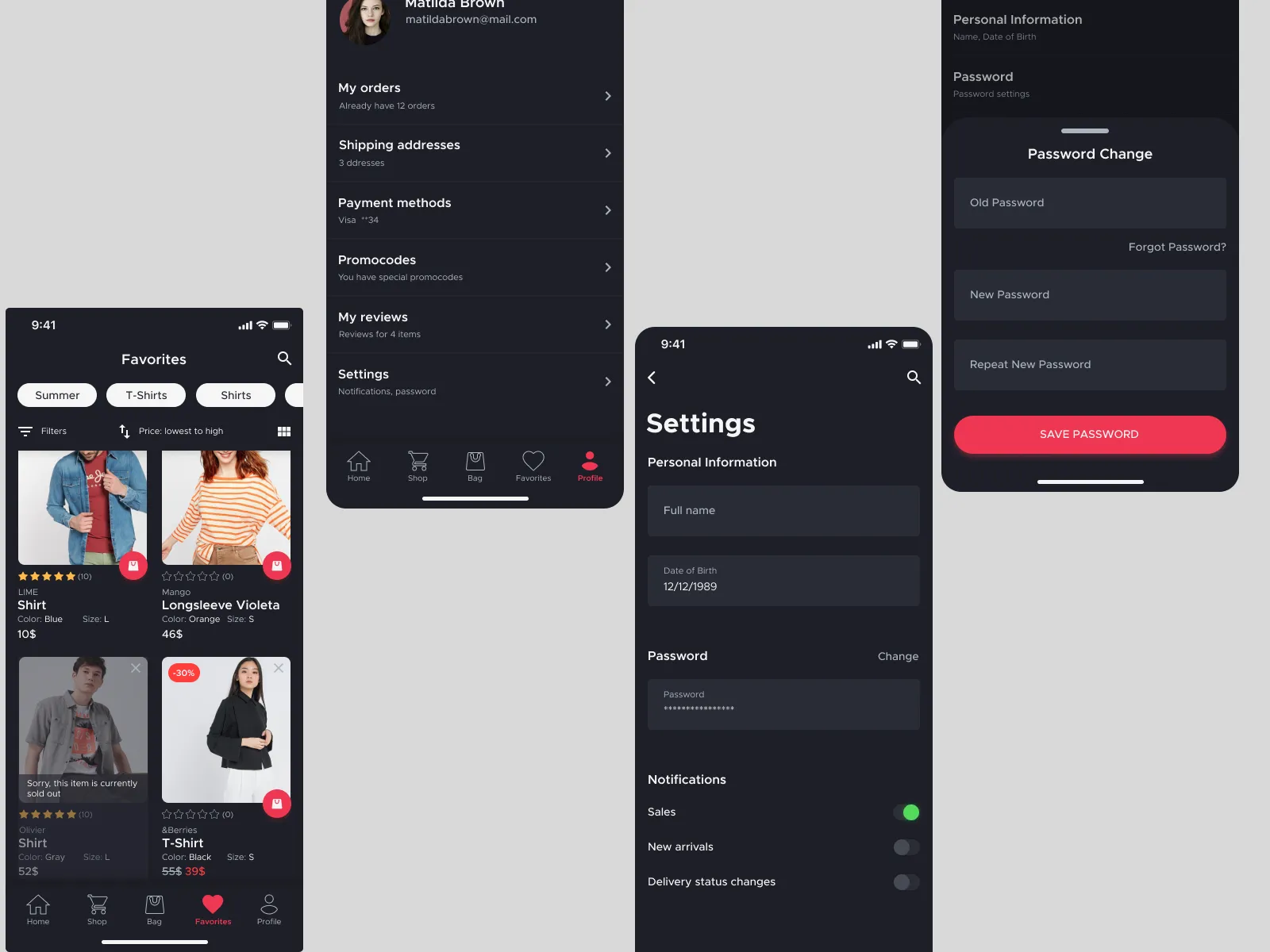 Dark Ecommerce UI Kit for Figma and Adobe XD No 4