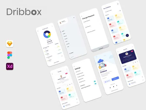 Dribbox Cloud Storage for Figma and Adobe XD