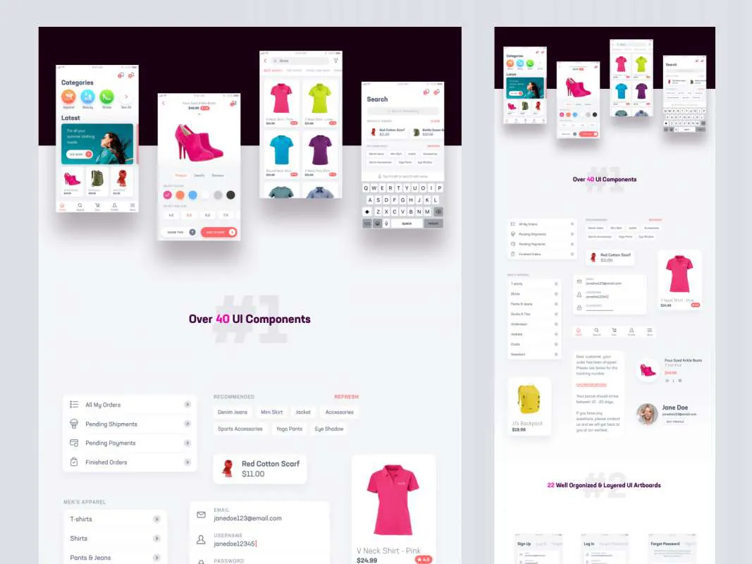 E-Comm Adobe XD UI Kit for Figma and Adobe XD