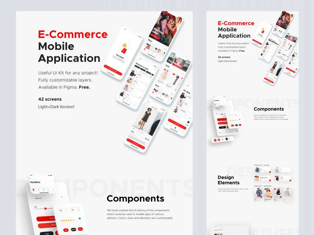 E-Commerce Mobile App for Figma for Figma and Adobe XD