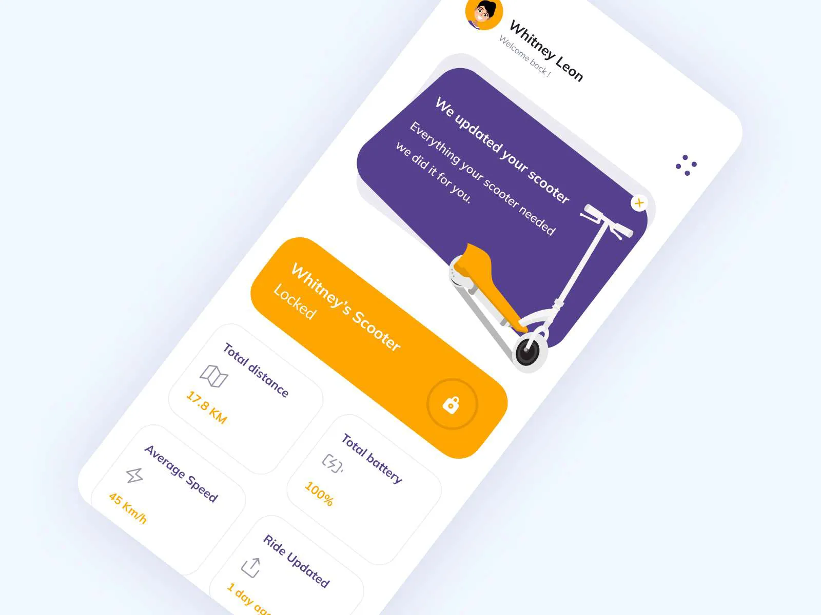 E-Scooter Dashboard App for Figma and Adobe XD No 4