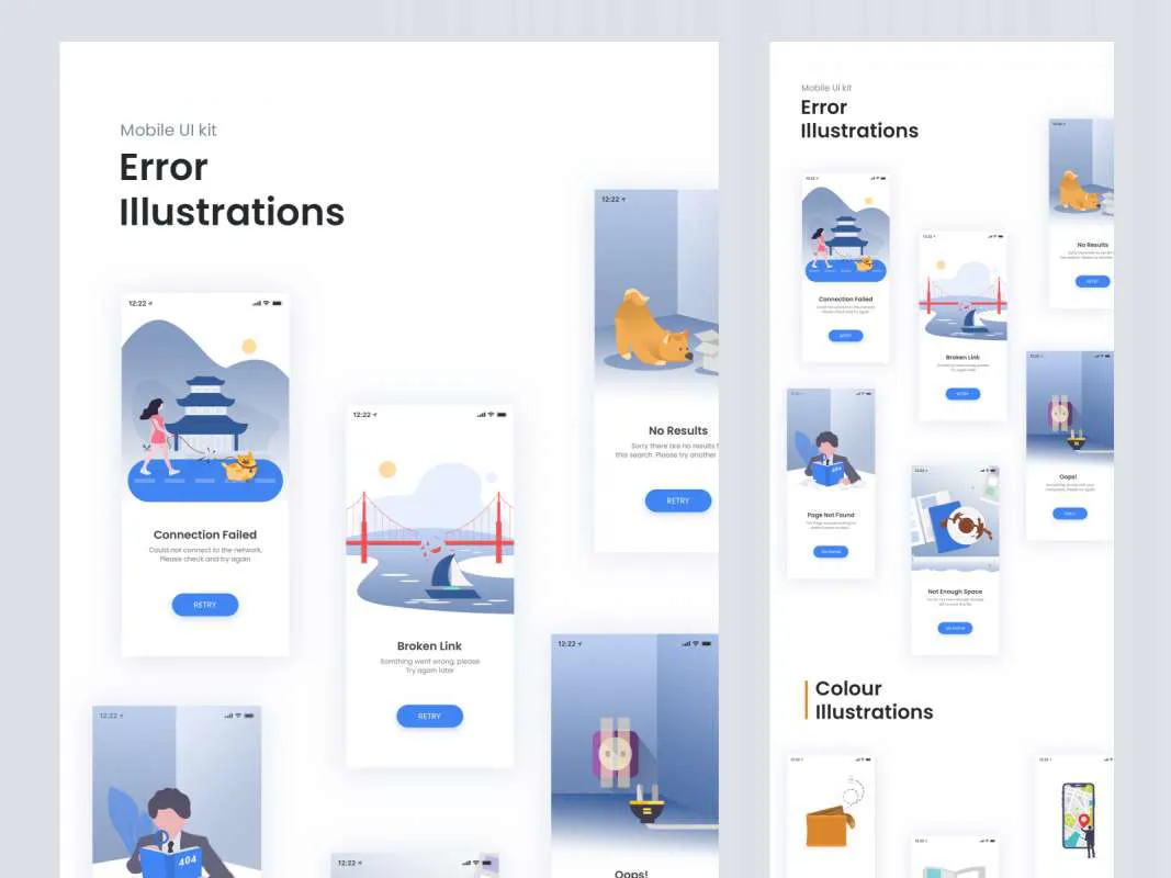 Error Illustration Screens for Figma and Adobe XD