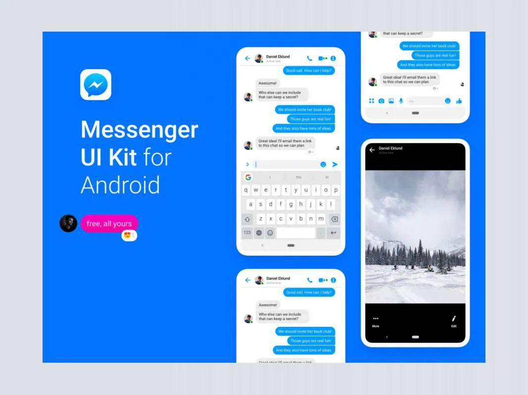 Facebook Messenger UI Kit for Android for Figma and Adobe XD