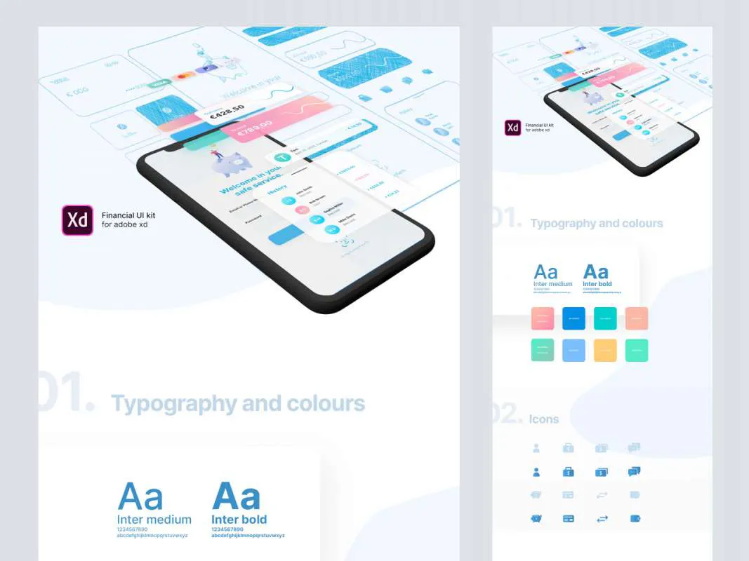 Financial UI Kit for Adobe XD for Figma and Adobe XD