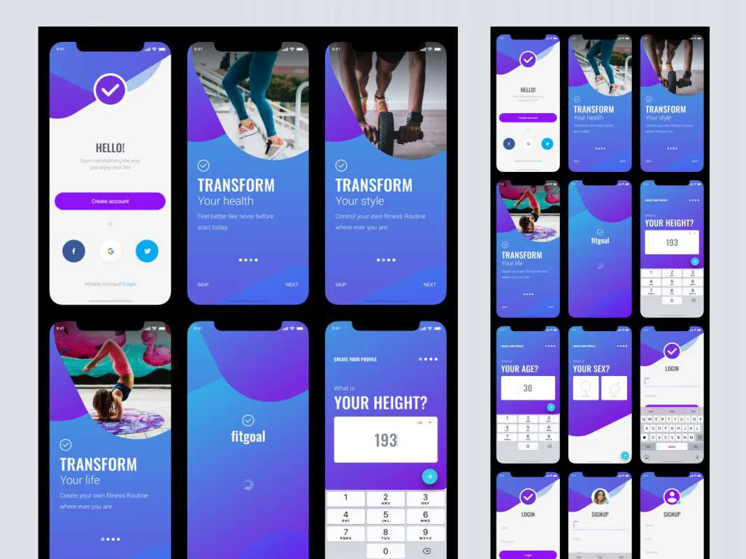 fitgoal UI Kit for Figma and Adobe XD