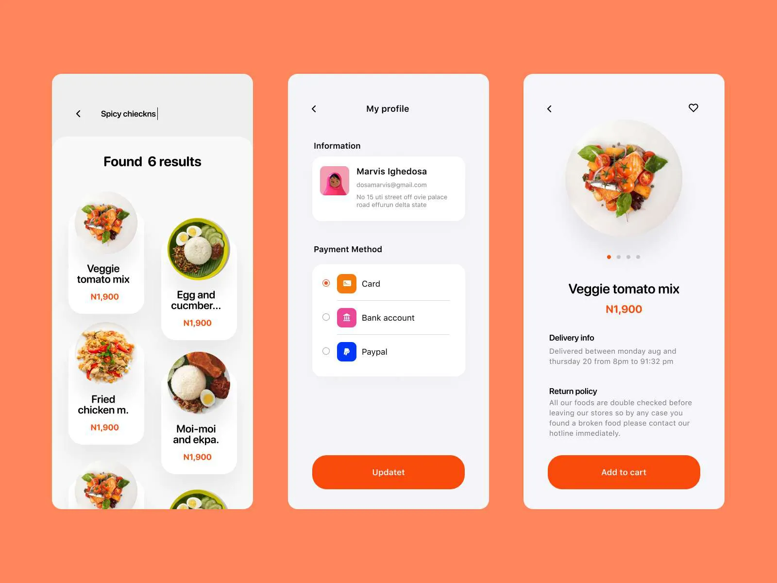 Food App UI Kit for Figma and Adobe XD No 2