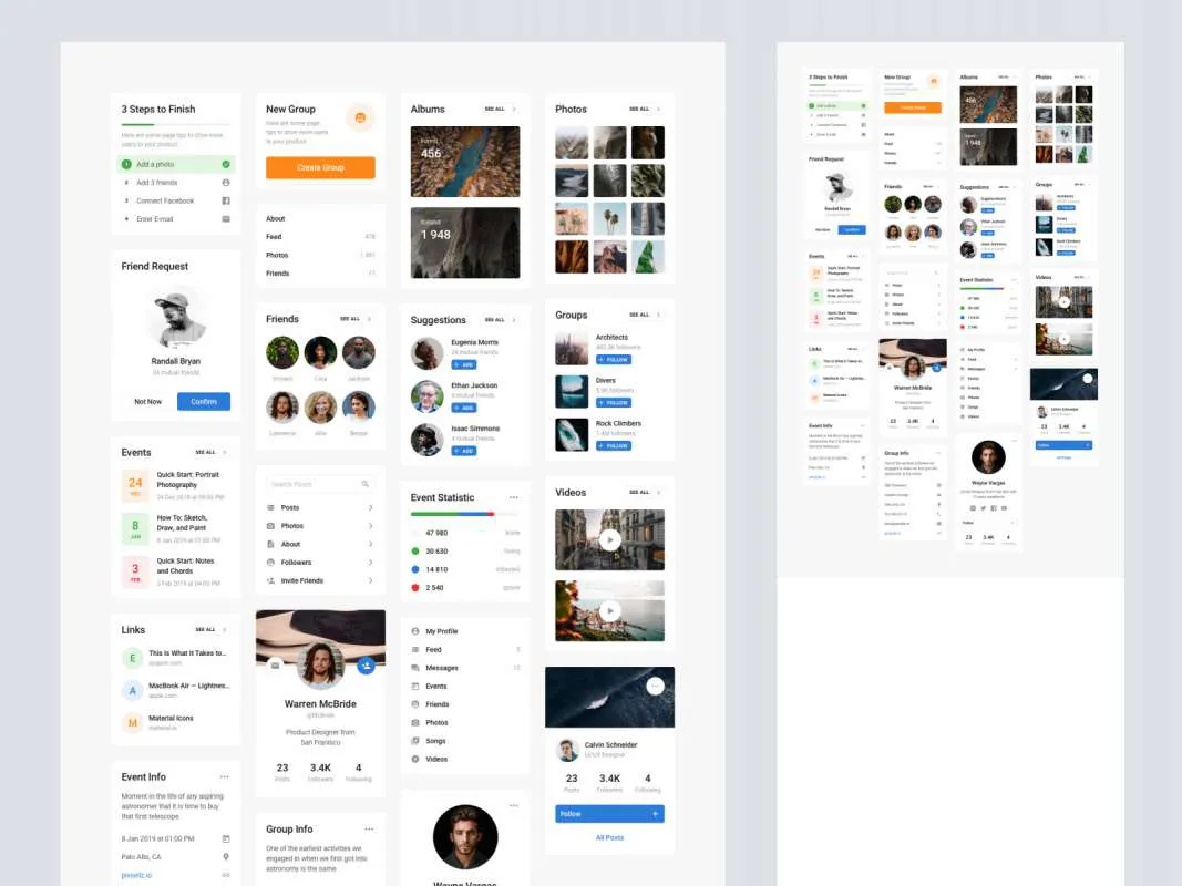 Free Blocke UI Kit - Social for Figma and Adobe XD