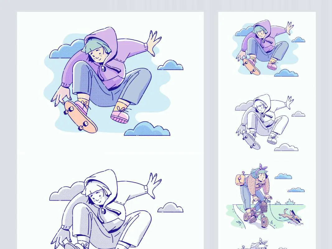 Halftone Free Illustrations for Figma and Adobe XD