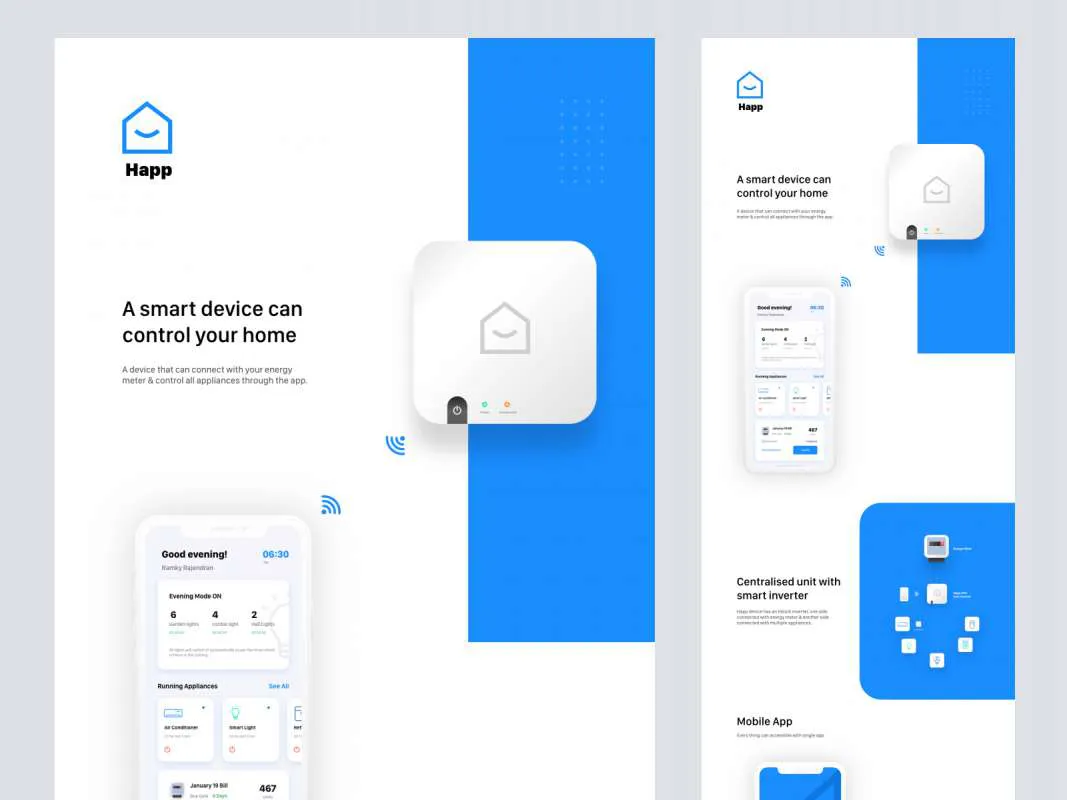 Happ - Smart Home App UI Kit for Adobe XD for Figma and Adobe XD