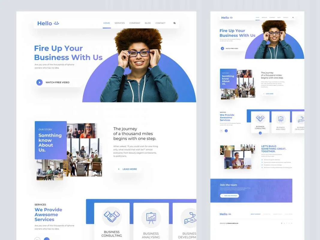 Hello Landing Page for Figma and Adobe XD