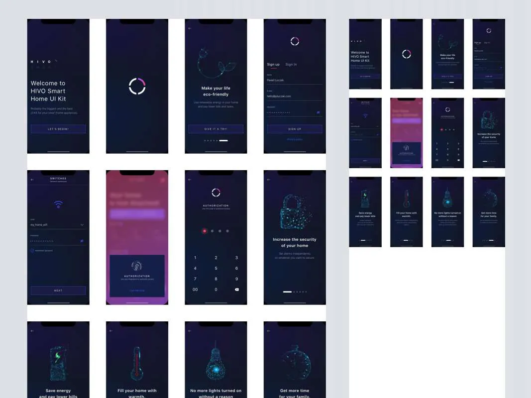 HIVO Smart Home UI Kit for Figma and Adobe XD